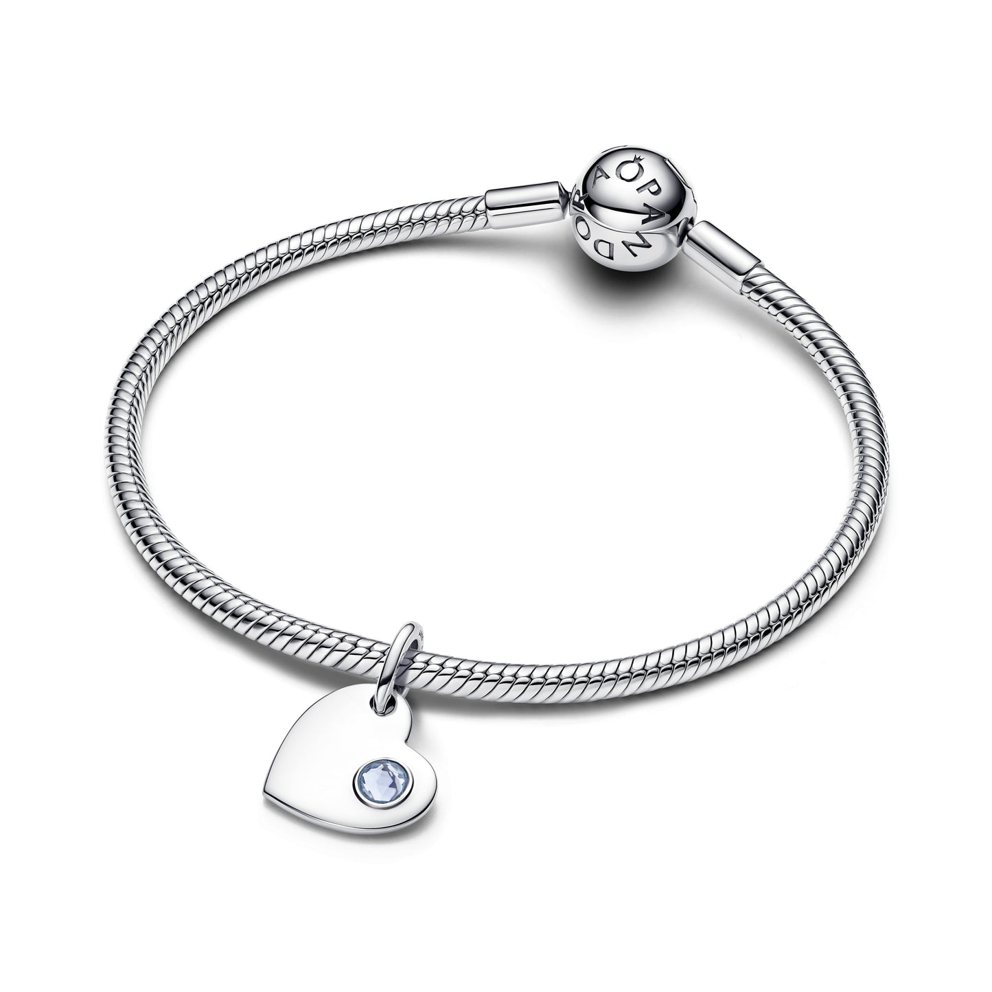 Engravable Heart Aqua Blue Stone Dangle Charm