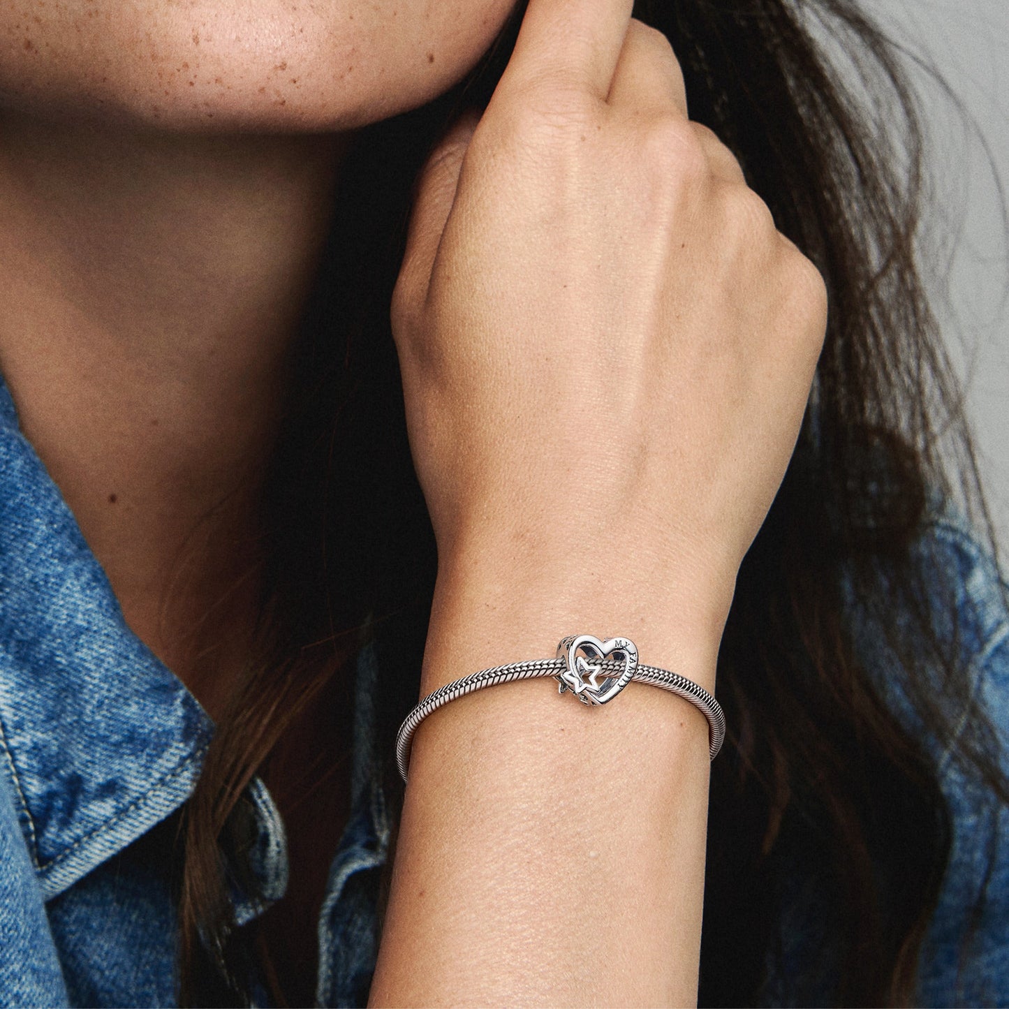 Openwork Family Heart & Star Charm