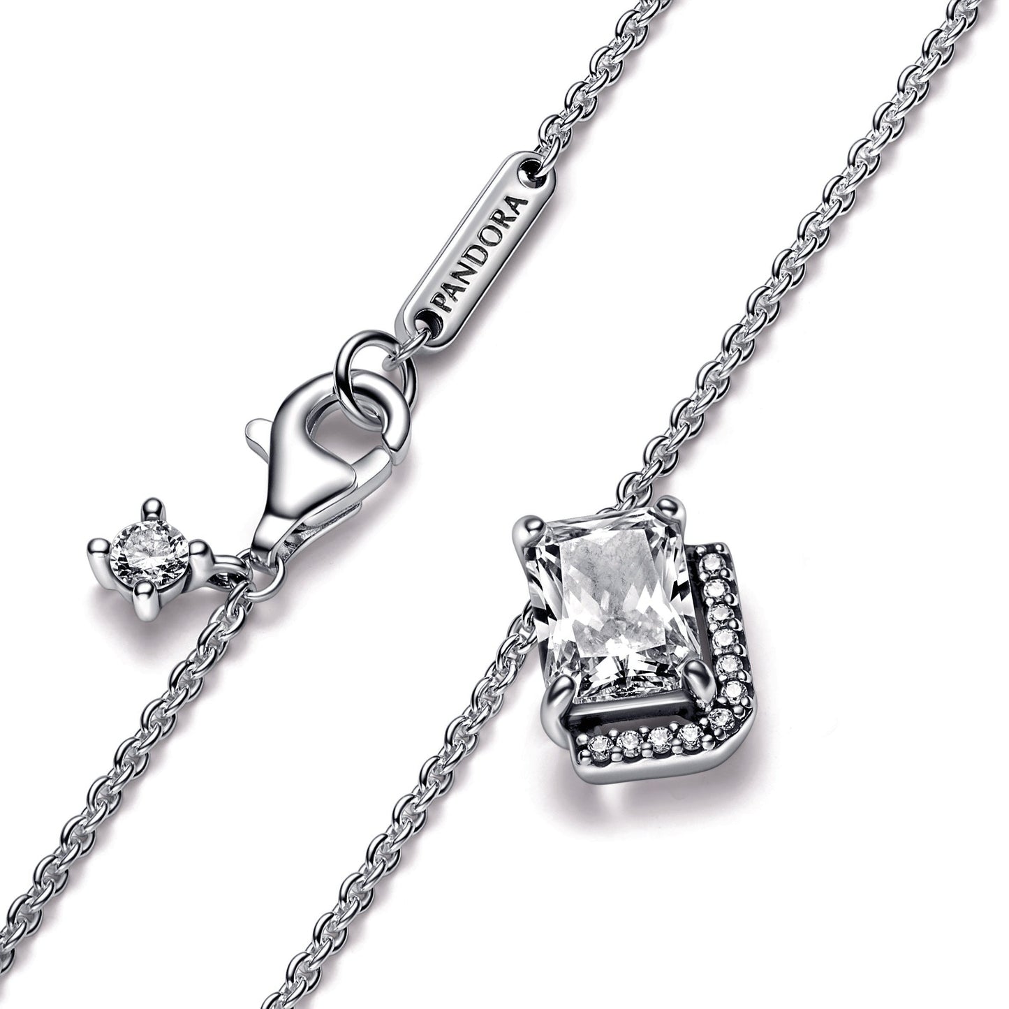 Rectangular Sparkling Halo Collier Necklace