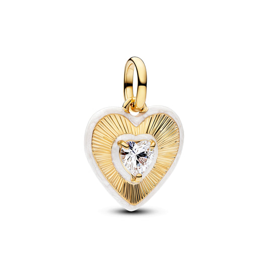 Radiating White Heart Medallion Charm
