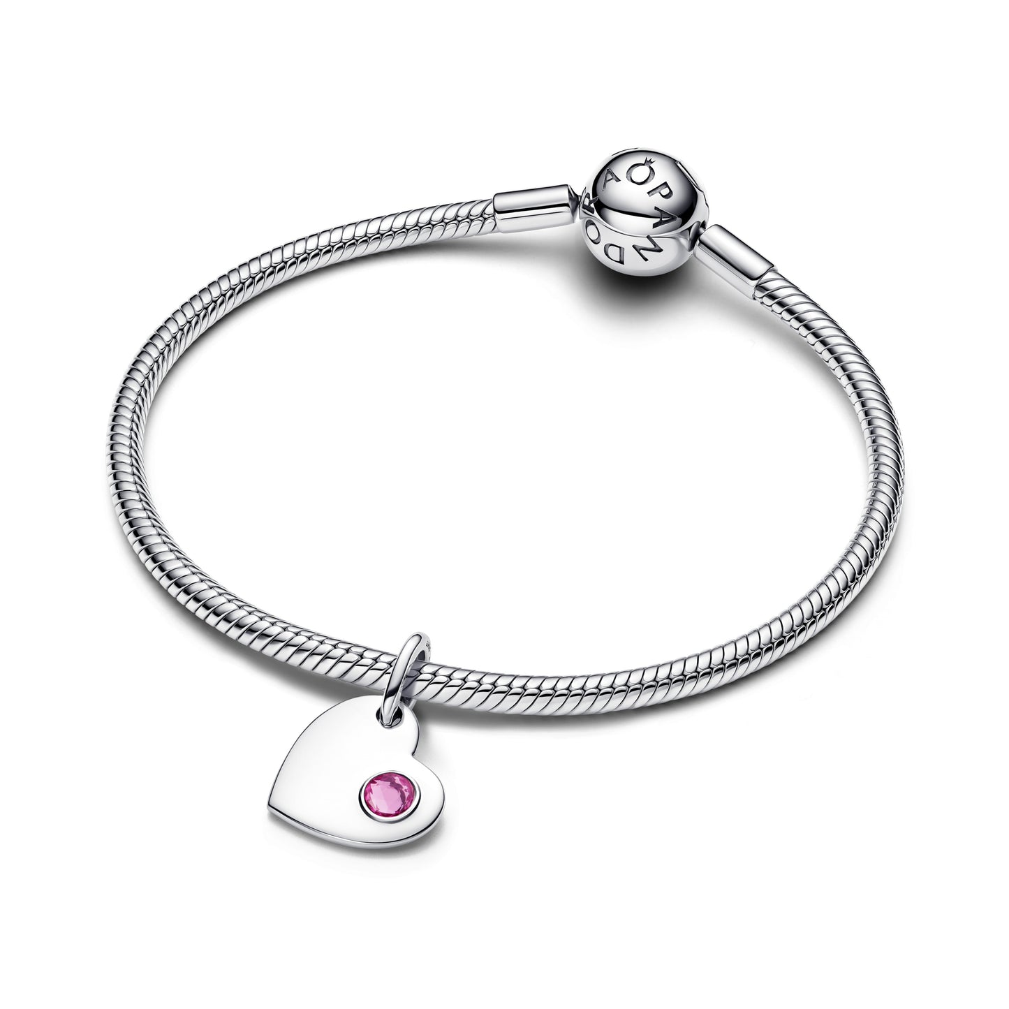 Engravable Heart Pink Stone Dangle Charm
